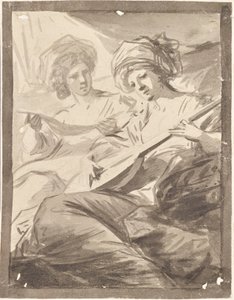 Zwei Frauen mit Mandoline (Studie zum Doppelporträt der Schwestern Victoire und Sophie von Fries?) von Friedrich Heinrich Fuger