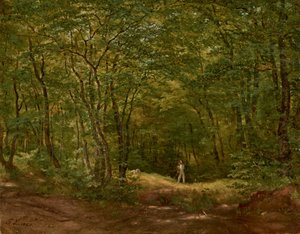Spaziergänger in einer Waldlandschaft