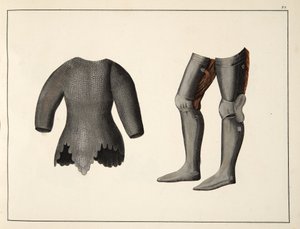 Rüstung, Platte aus Eine Geschichte der Entwicklung und Bräuche der Ritterlichkeit, von Dr. Franz Kottenkamp, veröffentlicht von Carl Hoffmann, 1842