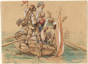 Griechische Seeleute auf einem venezianischen Kanal von Friedrich Nerly