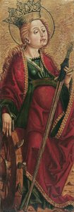 Hl. Katherina (Innenseite) und Hl. Stephanus? (Außenseite) von Friedrich Pacher (Umkreis)