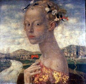 Eine Jungfrau mit einer roten Nelke von Friedrich Stahl