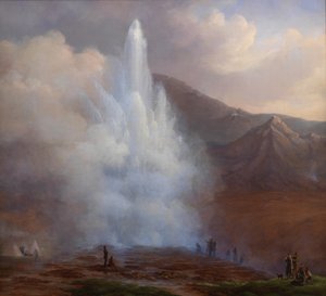 Der Ausbruch des Großen Geysirs in Island im Jahr 1834