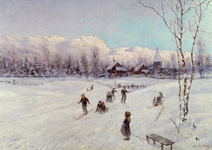 Norwegische Rodelszene, 1875