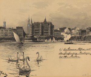 Binnenalster mit Jungfernstieg von Fritz Stoltenberg