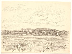 Landschaft mit Dorf