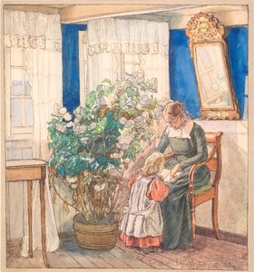 Mutter und Kind betrachten Bilder (Anna und Hans Syberg) von Fritz Syberg