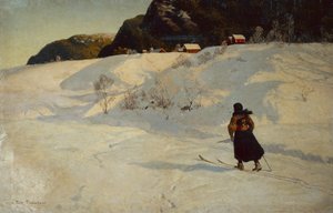 Winterszene mit einem Skifahrer