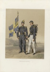 Illustration aus dem Buch Die schwedischen und norwegischen Armeen sowie die Flotten in ihrer jetzigen Uniformierung von Dardel, Fritz von und herausgegeben von Bonnier (se, 1863)