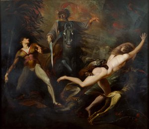 Theodore trifft im Wald das Gespenst seines Vorfahren Guido Cavalcanti, ca. 1783 von Füssli