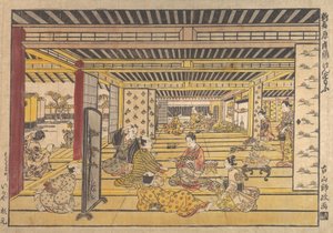 Ein Spiel von Hand-Sumo im neuen Yoshiwara von Furuyama Moromasa