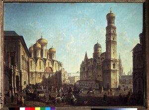 Der Kathedralenplatz im Moskauer Kreml. Gemälde von Fyodor Yakovlevich Alexeev (1753-1824). von Fyodor Yakovlevich Alexeev
