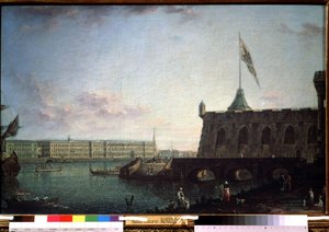 Blick von der Peter-und-Paul-Festung und dem Palastufer in St. Petersburg von Fyodor Yakovlevich Alexeev