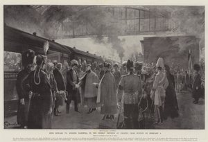 König Edward VII. verabschiedet sich vom deutschen Kaiser am Bahnhof Charing Cross am 5. Februar von G.S. Amato