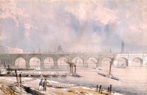 Waterloo Bridge, Blick auf die Stadt, London, 1847 von G Chaumont