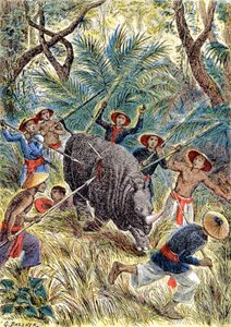 Nashornjagd, Französisch-Indochina