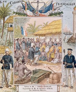 Die Erkundung von M. de Brazza (1875-79) Sein Vertrag mit Makoko, Illustration aus 