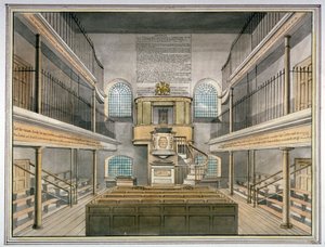 Innenansicht der Kapelle, Horsemonger Lane Prison, Union Road, Southwark, London, 1826