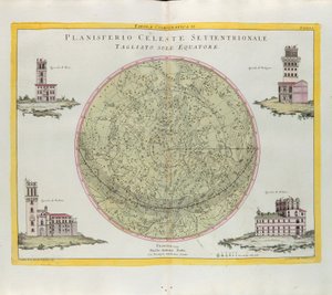 Kosmographische Tafel des nördlichen Himmelsplanisphären, am Äquator geschnitten, Gravur von G. Zuliani aus Band I des Neuesten Atlas, veröffentlicht in Venedig 1777 von Antonio Zatta von G. Zuliani