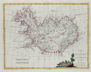 Island, aufgeteilt in seine Bezirke, Gravur von G. Zuliani aus Band III des "Neuesten Atlas" veröffentlicht in Venedig 1781 von Antonio Zatta, Private Sammlung