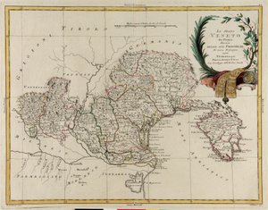 Landgebiet des Staates Veneto, unterteilt in seine Provinzen, Stich von G. Zuliani aus Band II des "Neuesten Atlas" veröffentlicht in Venedig 1782 von Antonio Zatta, Privatsammlung von G. Zuliani