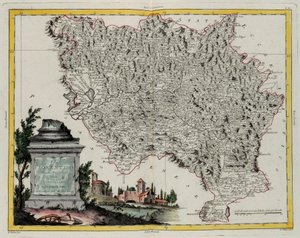 Gebiet von Florenz, Gravur von G. Zuliani aus Band II des "Neuesten Atlas" veröffentlicht in Venedig 1783 von Antonio Zatta, Private Sammlung von G. Zuliani