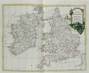 Die Königreiche England und Irland, Stich von G. Zuliani aus Band I des Neuesten Atlas, veröffentlicht in Venedig 1776 von Antonio Zatta, Privatsammlung von G. Zuliani