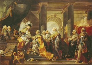 Ludwig XVI. (1754-93), König von Frankreich, empfängt die Huldigung der Ritter des Ordens vom Heiligen Geist in Reims, 13. Juni 1775