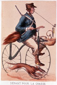 Abfahrt zur Jagd - Lithografie von Darlinghe nach Gosthiaux von Gabriel Gostiaux