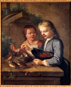 Die Dexu-Kinder geben Vögeln Kirschen von Gabriel Gresly