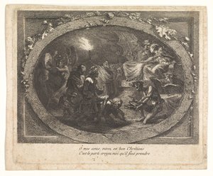 Voltaire in der Hölle angekommen von Gabriel Jacques de Saint Aubin (school of)