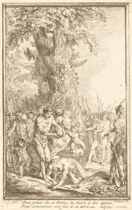 Heroische Tat eines Vaters, der sich für seinen Sohn opfert von Gabriel Jacques de Saint Aubin