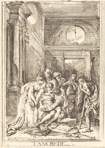 Der Tod von Tancred (links) von Gabriel Jacques de Saint Aubin