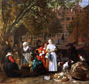 Der Gemüsemarkt in Amsterdam von Gabriel Metsu