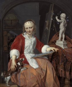 Porträt von Isabella de Wolff (....-1718) als Künstlerin von Gabriel Metsu