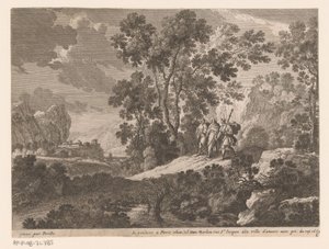 Christus und die Emmausjünger (Serie: Landschaften mit Szenen aus dem Leben Christi) von Gabriel Perelle