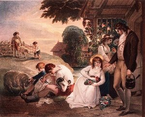 Ländliche Szene (Druck nach einem Gemälde von W. Hamilton) von Gaetano Stefano Bartolozzi