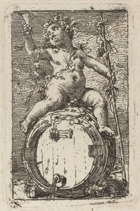 Der kleine Bacchus reitet auf einem Weinfass von Gaetano Gandolfi