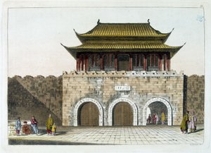 Tor des Kaiserpalastes von Peking (die Verbotene Stadt) - aus "Ancient and Modern Costume" von Ferrario, hrsg. Mailand