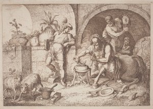 Chiron lehrt Achilles Magie von Gaetano Zompini, after Giovanni Benedetto Castiglione