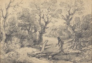 Landschaft mit Figur auf einer Fußgängerbrücke von Gainsborough Dupont