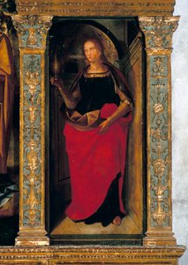 Polyptychon mit der Geburt Christi mit Seitenflügeln, die die Heiligen Petrus, Paulus, Clemens und Magdalena zeigen (Detail von Maria Magdalena)