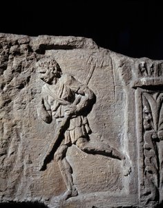 Gallorömische Kunst: Stele, die einen Gladiator darstellt