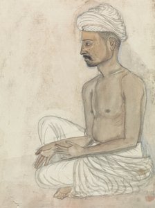Barbrüstiger Mann im Schneidersitz von Gangaram Chintaman Tambat