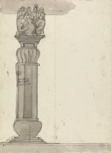 Zeichnung einer Säule aus Ekvera von Gangaram Chintaman Tambat
