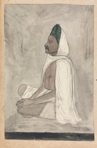 Mann mit grünem Turban, im Schneidersitz von Gangaram Chintaman Tambat