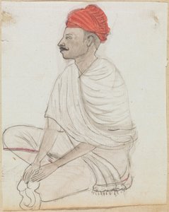 Mann mit rotem Turban, im Schneidersitz von Gangaram Chintaman Tambat