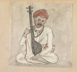 Mann mit einem Saiteninstrument