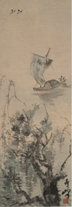 Ein Fischer in einer Landschaft von Gao Qifeng