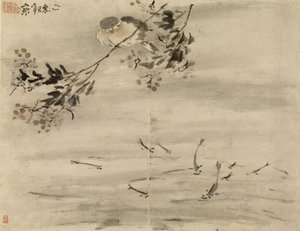 Vogel beobachtet Fische von Gao Qipei
